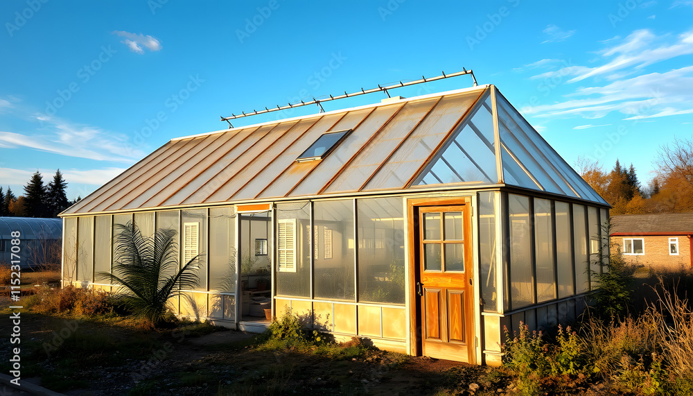 Fototapeta premium old greenhouse, 8k, with white tones