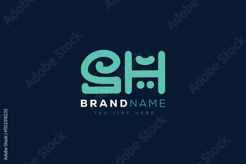 S and H logo design.  SH abstract Letters Logo Monogram. This logo design is the process of creating a visual symbol that represents a brand, company, or individual.