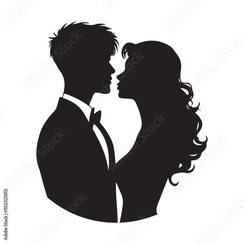 Wedding Couple Silhouette Illustration for Print and Digital Design