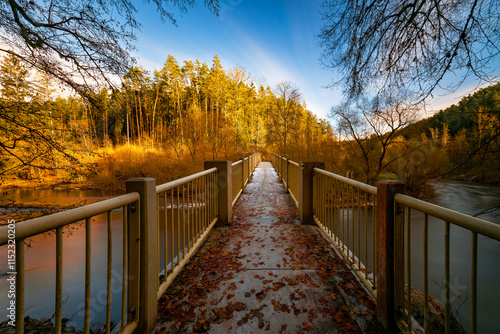 Konstfotografi footbridge over the Lužnice River in Hraccharovka near Tábor, over which the St