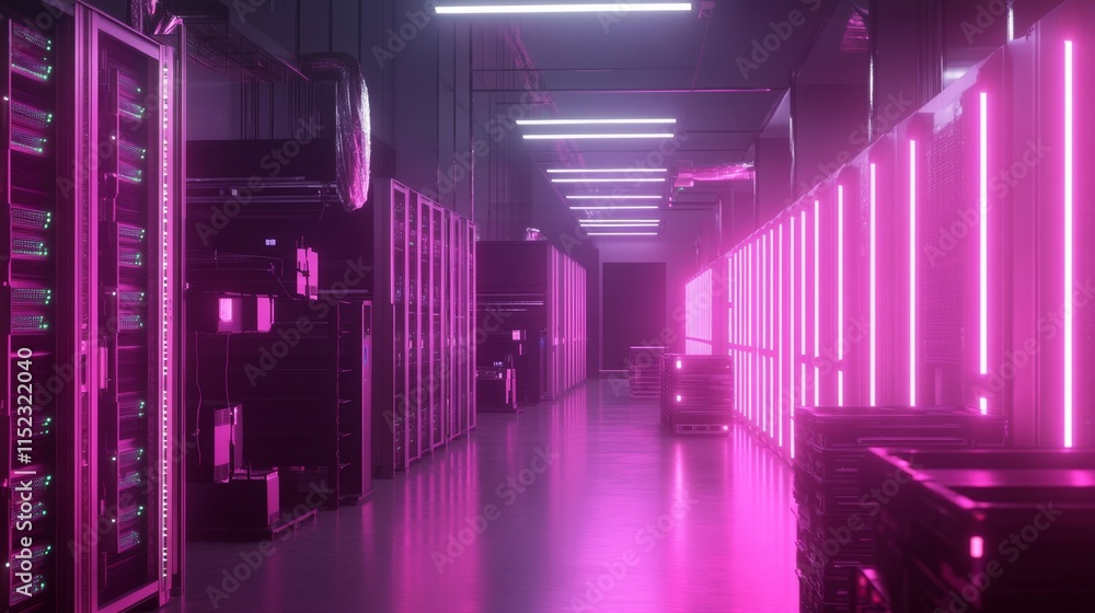 Data center infrastructure high-tech facility digital environment neon lighting futuristic design technology concepts Data center infrastructure high-tech facility digital environment neon lighting futuristic design technology concepts