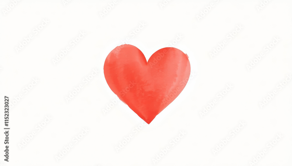 A simple yet elegant watercolor red heart illustration on a white background, symbolizing love and affection. Ideal for romantic and minimalist designs. A simple yet elegant watercolor red heart illustration on a white background, symbolizing love and affection. Ideal for romantic and minimalist designs.