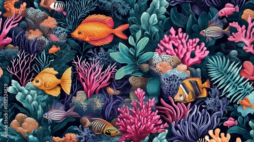 Vibrant coral reef life underwater paradise illustration marine environment close-up view nature's diversity explored photo