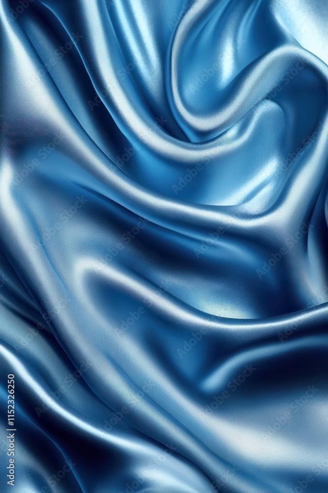 Obraz premium Elegant blue silk background with a luxurious satin texture, showcasing smooth and flowing fabric folds