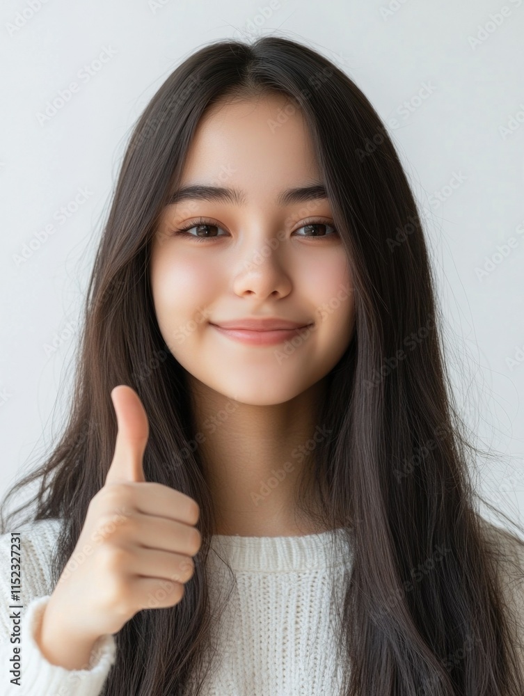 Positive Thumbs Up Against White Background Positive Thumbs Up Against White Background