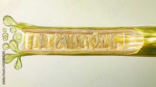 A clear depiction of a plant stem cross-section showing vascular bundles and pith photo