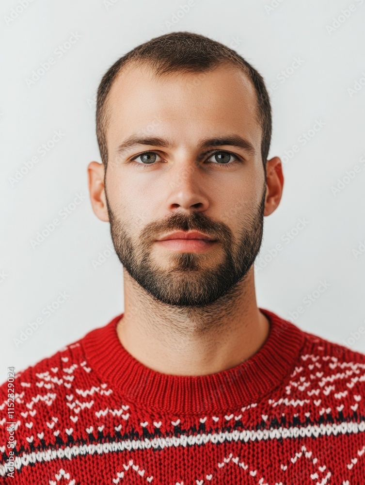 Fototapeta premium Bearded Man Portrait with Christmas Sweater