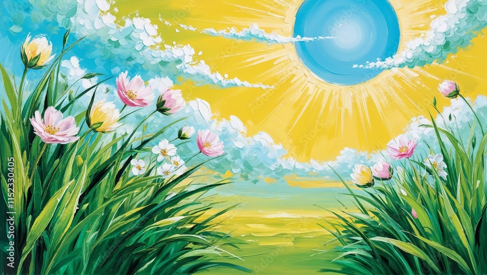 Vibrant Abstract Spring Landscape with Soft Pastel Colors, Flowing Brushstrokes, and Blooming Florals, Evoking a Fresh and Peaceful Atmosphere of Seasonal Renewal Vibrant Abstract Spring Landscape with Soft Pastel Colors, Flowing Brushstrokes, and Blooming Florals, Evoking a Fresh and Peaceful Atmosphere of Seasonal Renewal