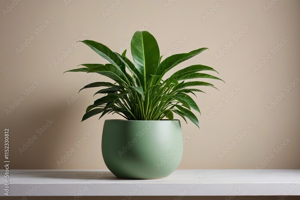 there is a plant that is sitting in a green pot there is a plant that is sitting in a green pot