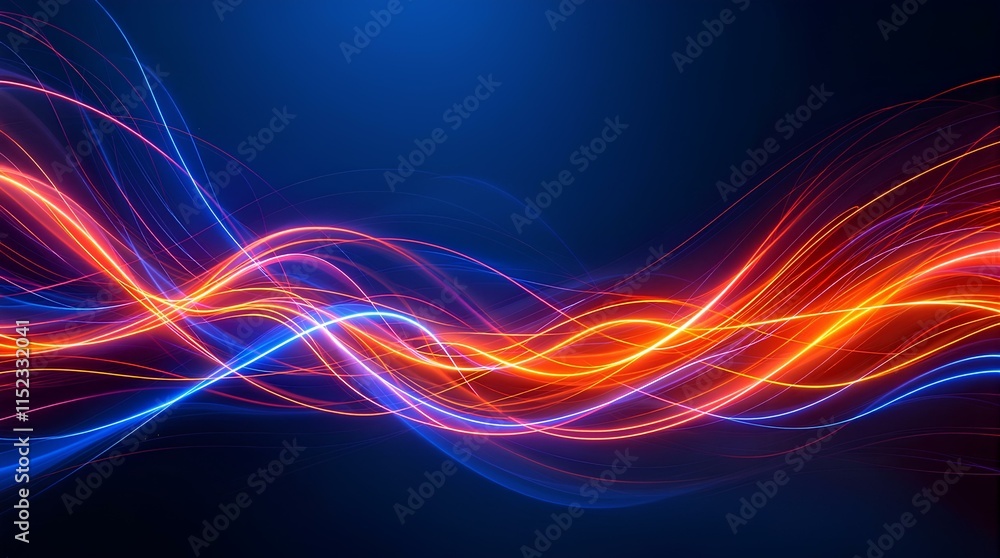 Naklejka premium Neon Swirl Abstract Background with Midnight Gradient