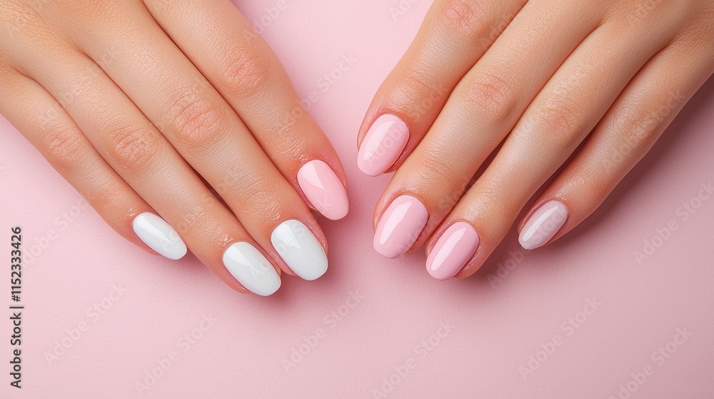 Clean Minimal Style of Symmetrical Nails in Soft Pink and White Clean Minimal Style of Symmetrical Nails in Soft Pink and White