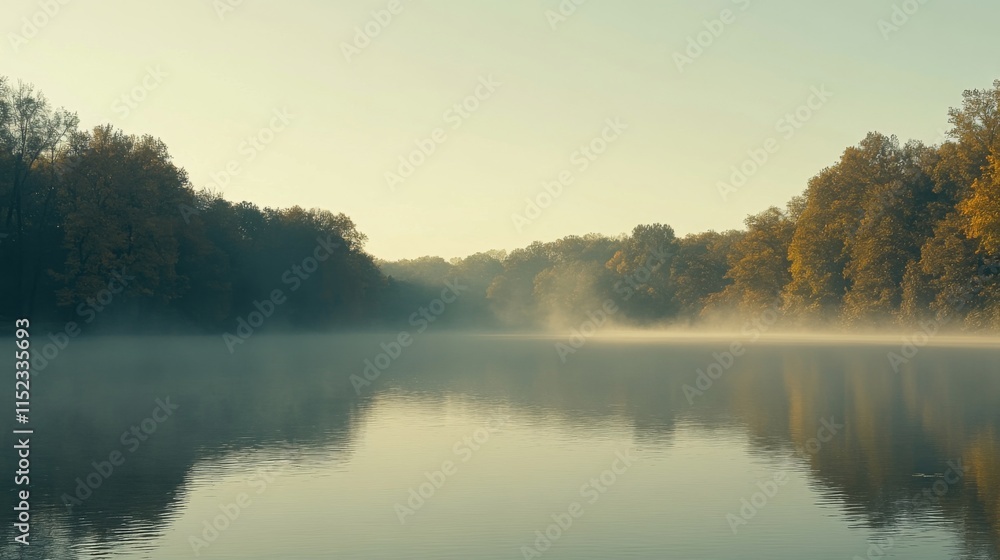 Tranquil Panoramic Lake View at Sunrise Tranquil Panoramic Lake View at Sunrise