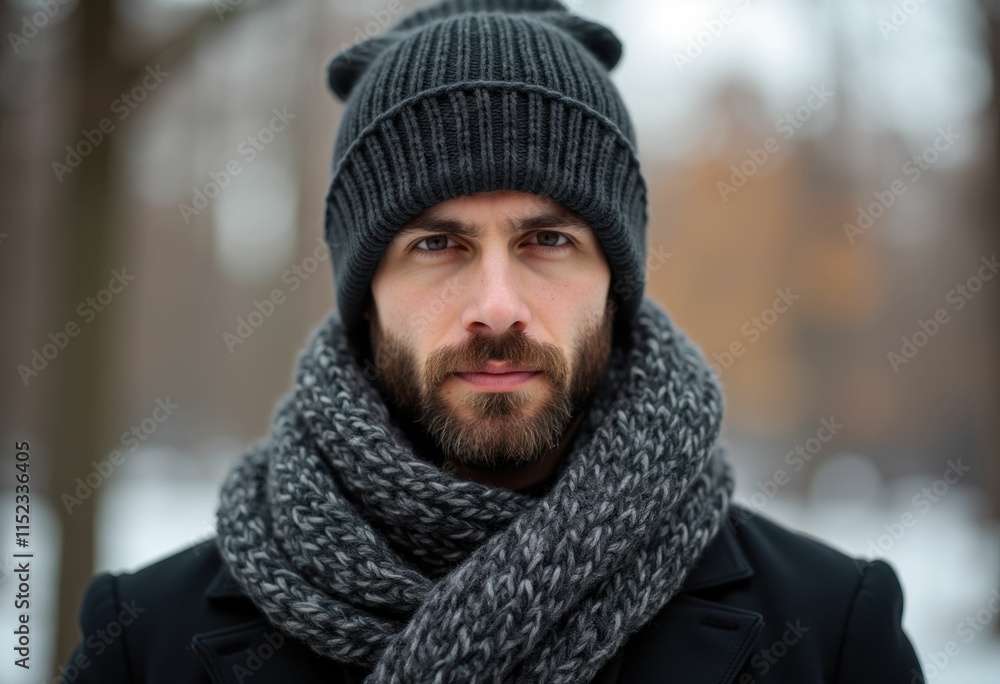 A bearded man in a beanie and scarf looks intently at the camera. A bearded man in a beanie and scarf looks intently at the camera.