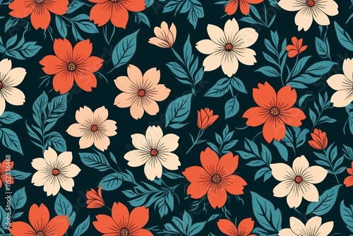 Wallpaper Mural a close up of a pattern of flowers on a black background Torontodigital.ca