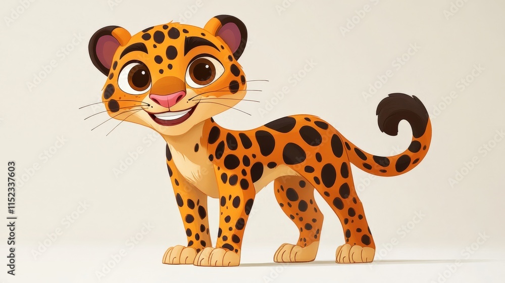 cartoon of a leopard with black spots on an orange coat cartoon of a leopard with black spots on an orange coat