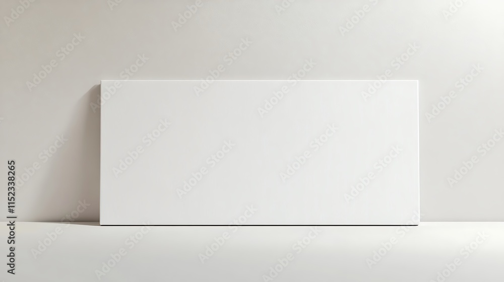 Plain white canvas banner mockup on a clean white background with soft lighting Plain white canvas banner mockup on a clean white background with soft lighting