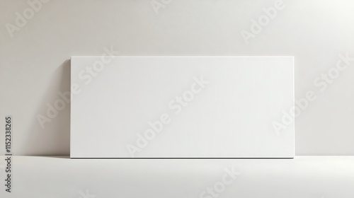 Plain white canvas banner mockup on a clean white background with soft lighting