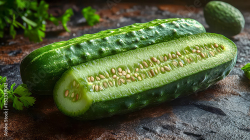 Cucumber, cut lengthwise photo