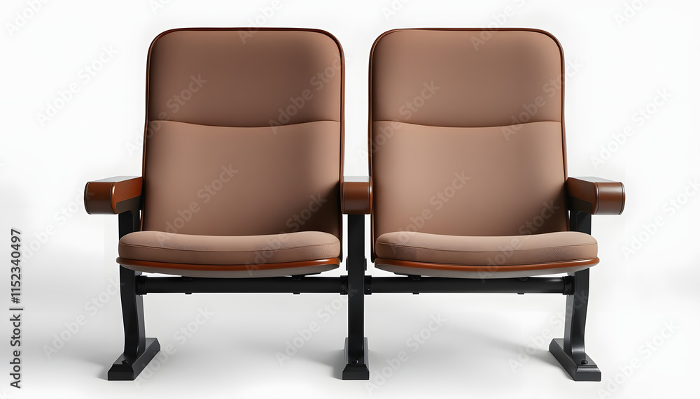 Obraz premium Two vintage movie theater chairs isolated on white, photo