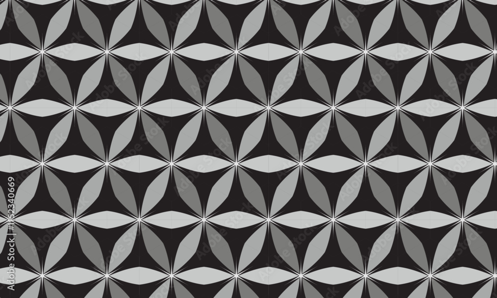 Fototapeta premium Seamless floral life pattern. Geometric gray combination vector background with black background