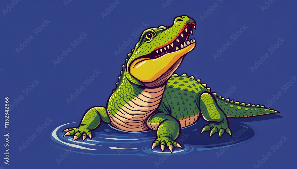 Naklejka premium Illustration of alligator, vibrant, with white tones