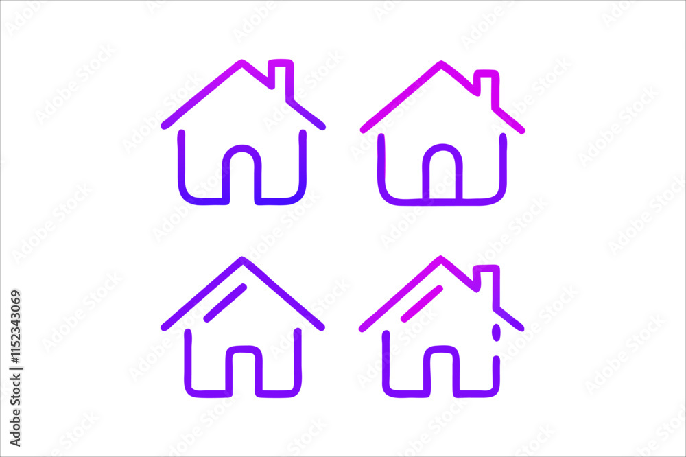 Simple monochrome house icon set Simple monochrome house icon set