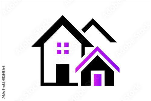 Simple monochrome house icon set