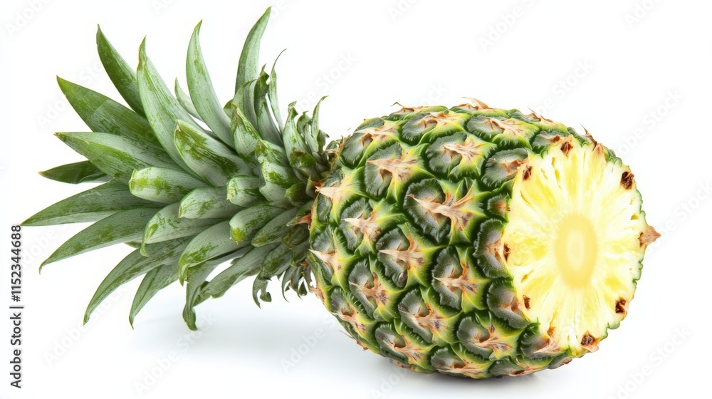 A sliced pineapple on a white background A sliced pineapple on a white background