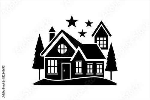 Simple monochrome house icon set