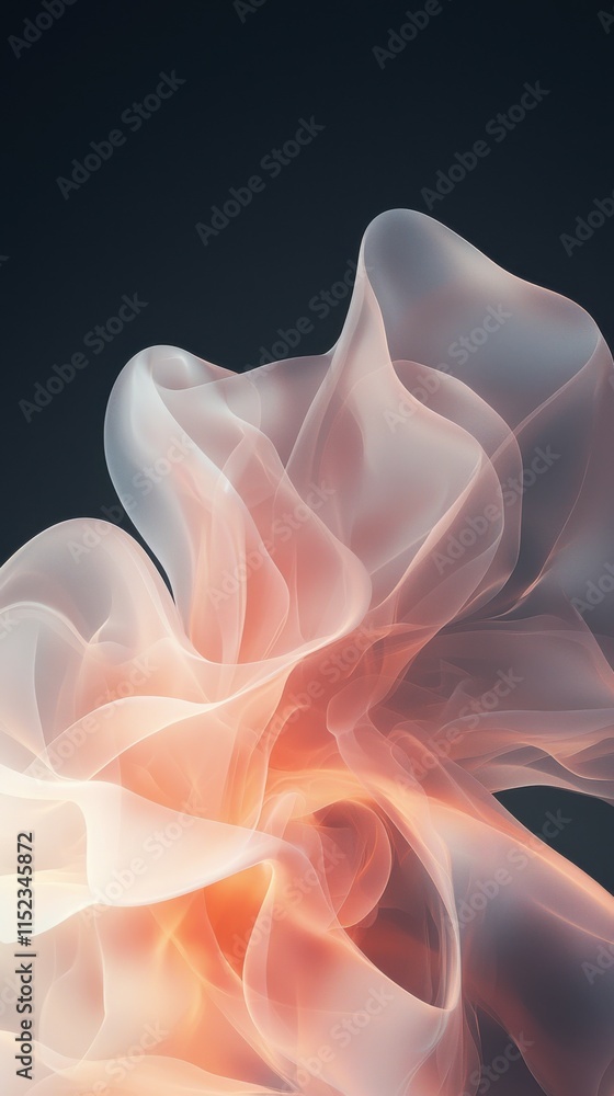 Ethereal glow of abstract shapes digital art peach fuzz tones minimalist environment soft illumination