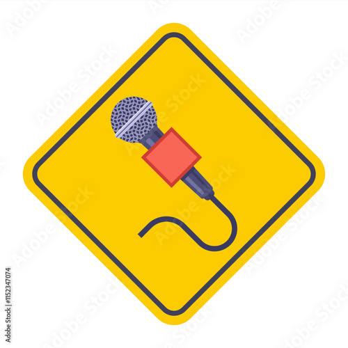 old microphone of a TV presenter who takes an interview. report of a correspondent