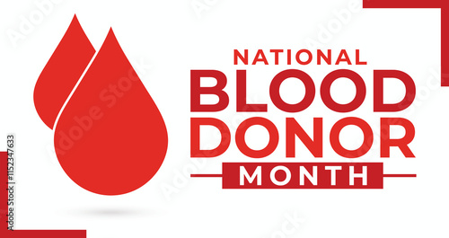 January is National Blood Donor Month vector. Human hands up and drop of blood vector.