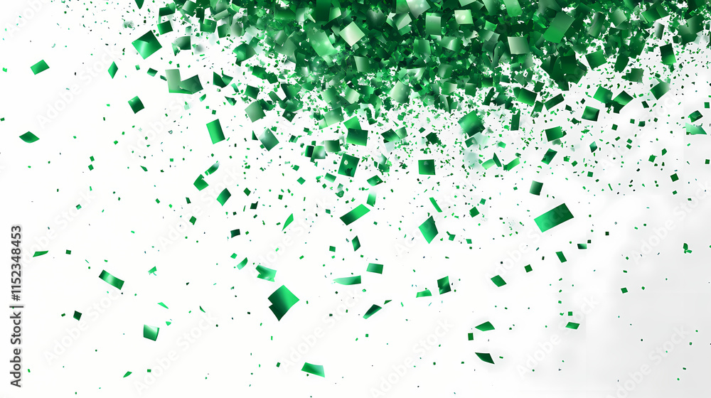 An explosion of shiny, green confetti, motion blurred and isolated on transparent png. Dappled. Illustration An explosion of shiny, green confetti, motion blurred and isolated on transparent png. Dappled. Illustration