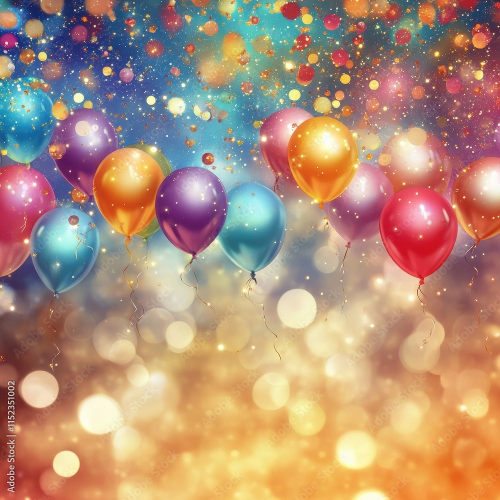 colorful balloons floating against a festive backdrop colorful balloons floating against a festive backdrop