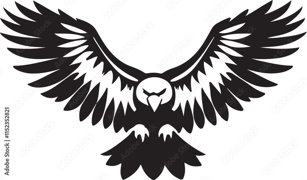Fototapeta premium A black and white logo type eagle silhouette design