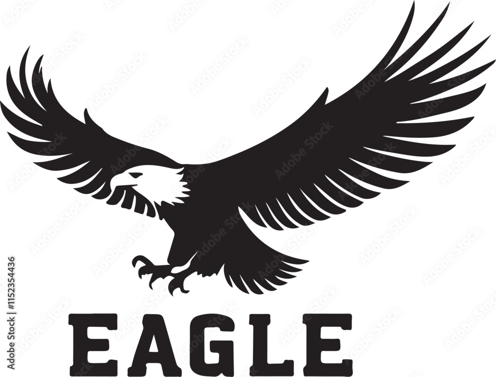 Fototapeta premium A black and white logo type eagle silhouette design