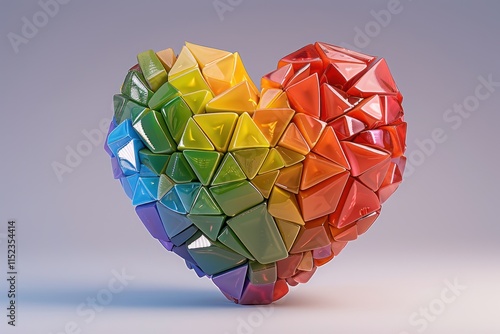 Rainbow Geometric Heart Sculpture Celebrating Love and Pride in the LGBT Community as a Graphic Icon photo