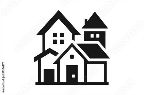 Simple monochrome house icon set