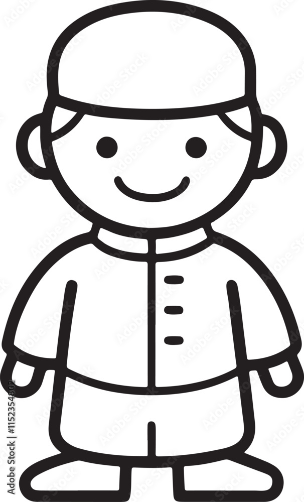 Cartoon illustration of a boy in a hat with a snowboard and snowman in a winter holiday scene Cartoon illustration of a boy in a hat with a snowboard and snowman in a winter holiday scene