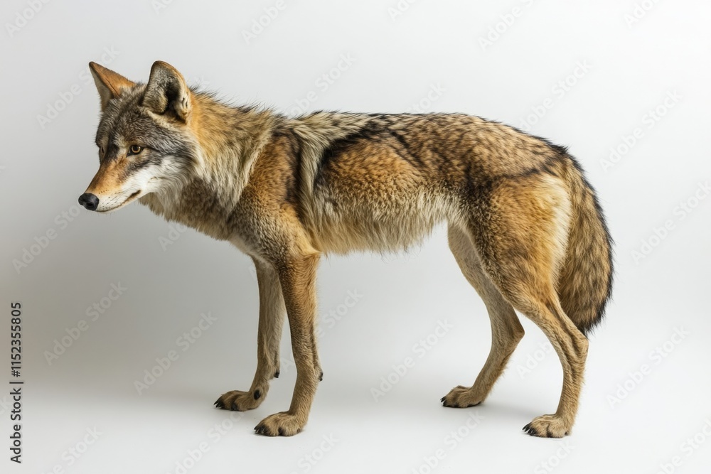 coyote full body shot on a white background coyote full body shot on a white background