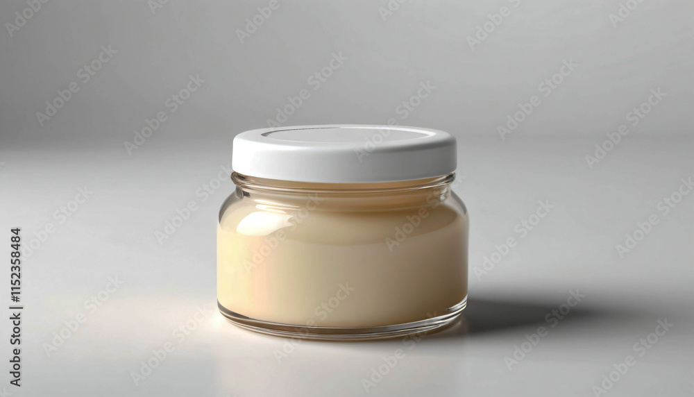 Blank Jar of delicious mayonnaise isolated on white Generative AI Blank Jar of delicious mayonnaise isolated on white Generative AI