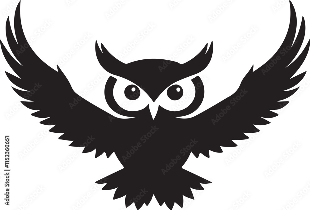 Fototapeta premium A black and white logo type owl silhouette design