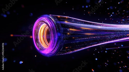 Radiant Fibers: Abstract Digital Art of Colorful Light Refraction through Fiber Optics, Modern Design and Artistic Concept photo