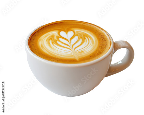 Isolated Latte Art in White Cup
