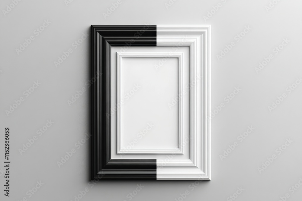 black and white picture frame on gray background black and white picture frame on gray background
