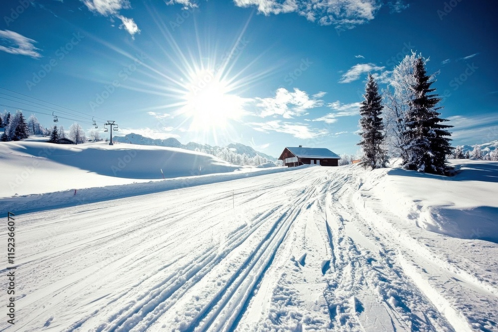Fototapeta premium Discover a variety of winter sports and activities available at the ski resort.