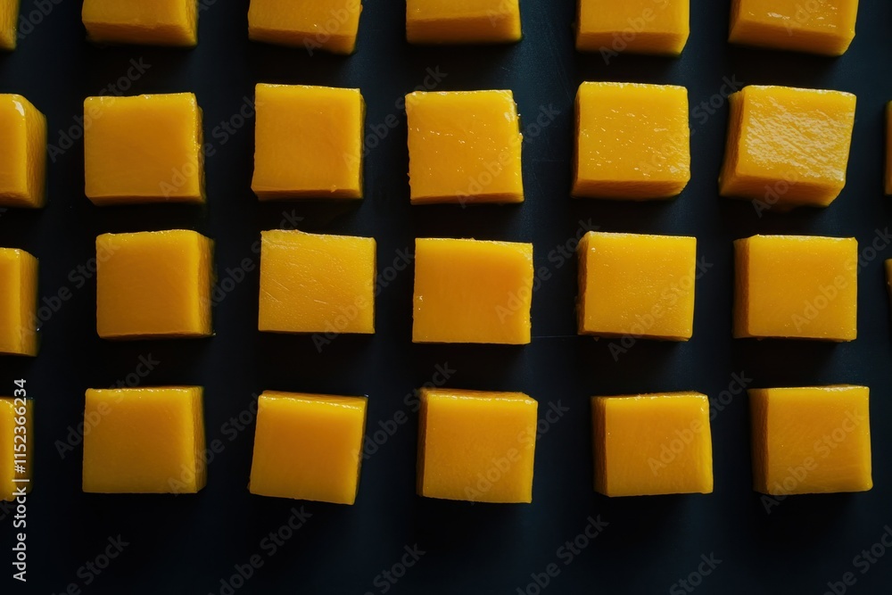 Assorted Cubes of Bright Orange Cheese Arranged on a Black Surface for a Modern Culinary Presentation or Food Photography Inspiration Assorted Cubes of Bright Orange Cheese Arranged on a Black Surface for a Modern Culinary Presentation or Food Photography Inspiration