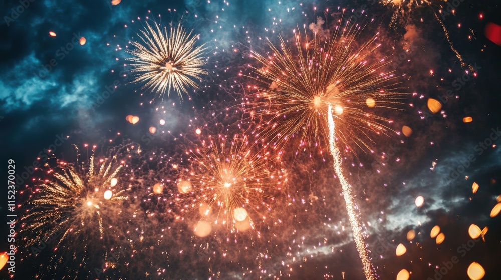 Fototapeta premium fireworks exploding in a night sky