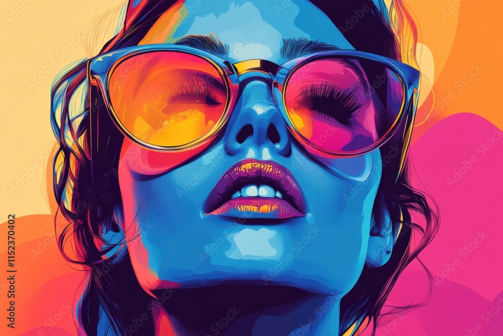 Close-up of a person wearing sunglasses with colorful reflections Close-up of a person wearing sunglasses with colorful reflections