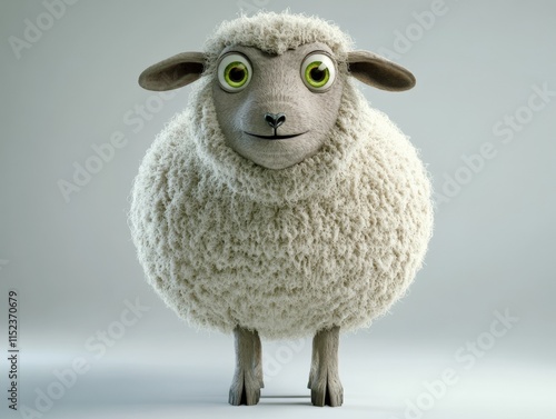 a cartoon sheep standing on a light grey background photo